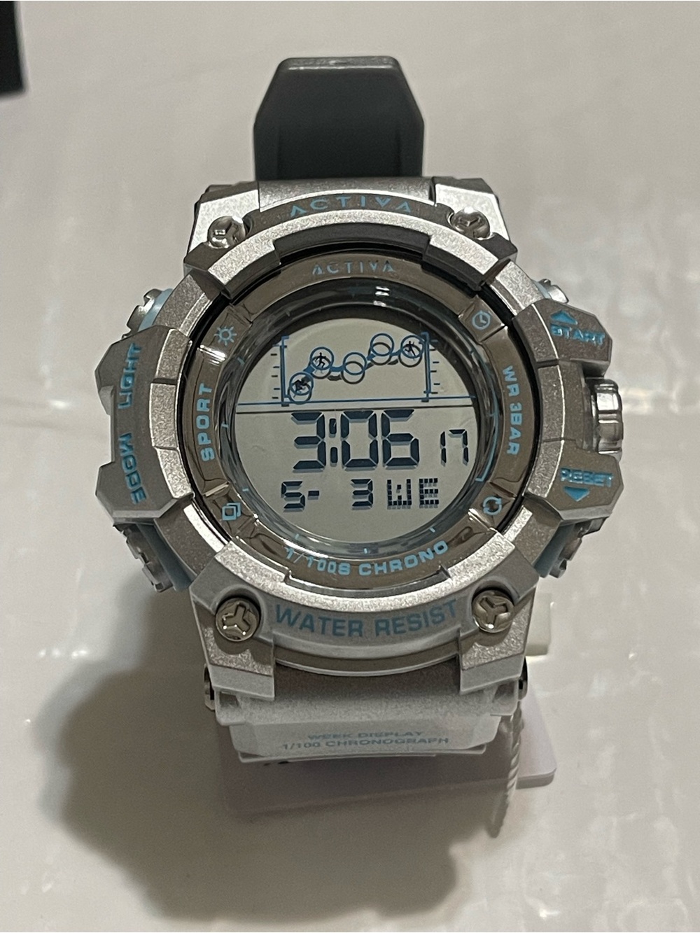 Activa Summit X Invicta Unisex Digital Watch - 50mm. Silver & Blue NEW